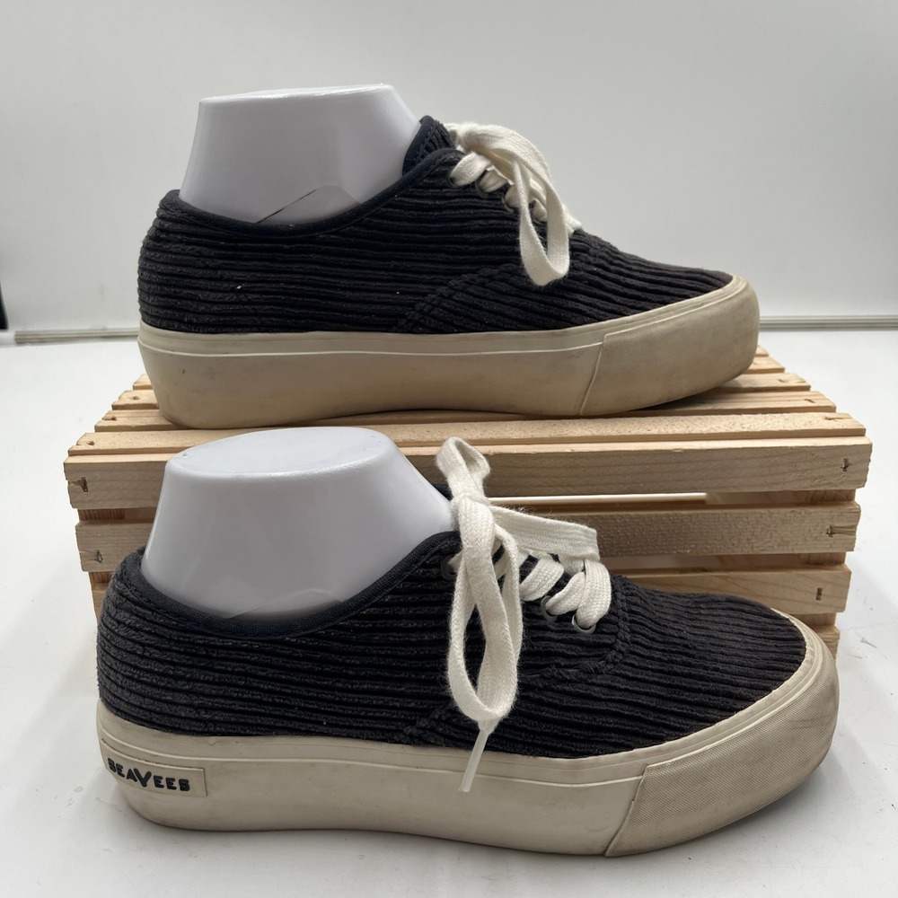 SeaVees Legend Sneaker Platform 7 Corduroy Lace Up Dark Gray Womens